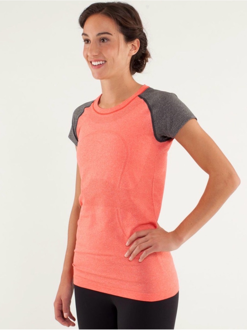 Lululemon Run Swiftly Tech short sleeve top in Love Red and Deep Coal Colorway 6